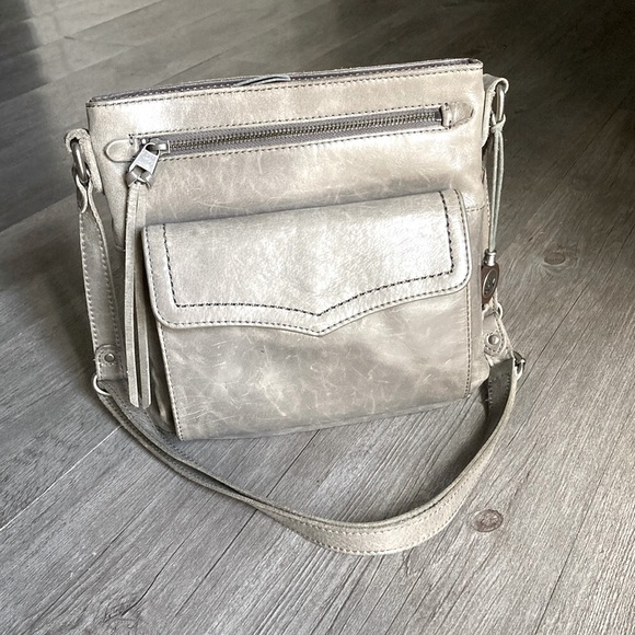 The Sak Bags The Sak Ventura Flap Organizer Grey Leather Crossbody Bag Wattached Wallet